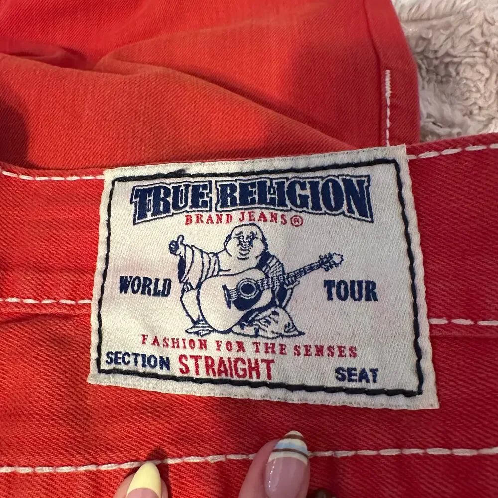 TRUE RELIGION Men's Straight Leg Jeans Size 33 In Red